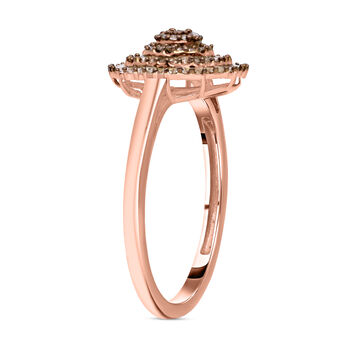 Nat&uuml;rlicher Champagner Diamant Ring, 925 Silber Ros&eacute;gold Vermeil - 0,50 ct.