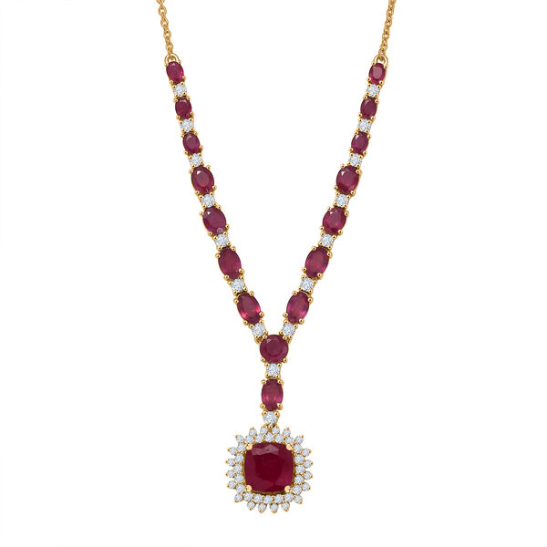 D'Joy afrikanische Rubin und Zirkon 45cm Halskette - 15,54 ct.