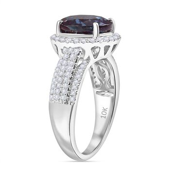 LUXURIANT DIAMOND- zertifiziert und gepr&uuml;ft AAA Labor Alexandrit und Labor Diamant Ring in 417 Wei&szlig;gold - 4,44 ct.
