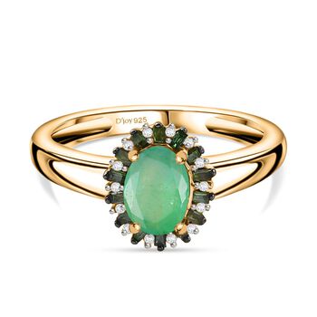 D'Joy Kagem sambischer Smaragd, gr&uuml;ner Diamant und Zirkon Ring - 0,91 ct.
