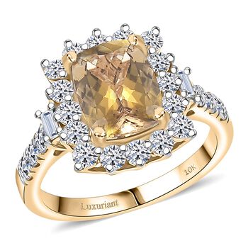 Luxuriant - AAA Nat&uuml;rlicher goldener Tansanit, Lab Grown Diamant Ring 417 Gold (Gr&ouml;&szlig;e 18.00) ca. 2.85 ct