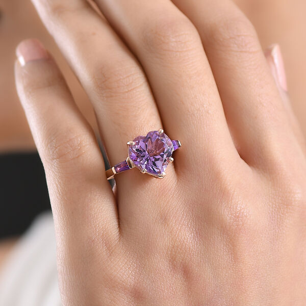 GP Amore Kollektion- AA Rose De France Amethyst, afrikanisches Amethyst und blaues Saphir Schmuckset image number 11