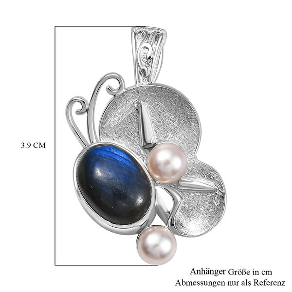 AAA Labradorit und Perlen Schmetterling Ring und Anh&auml;nger image number 7