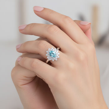 D'Joy AA blauer und wei&szlig;er Zirkon Ring - 3,25 ct.