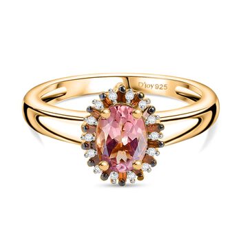 D'Joy Blush Turmalin, roter Diamant und Zirkon Ring - 1 ct.