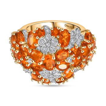 D'Joy AAA Blaze Feueropal Ring 925 Silber 750 Gelbgold Vermeil (Gr&ouml;&szlig;e 17.00) ca. 3,29 ct