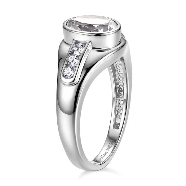 EVER TRUE Wei&szlig;er Topas, Wei&szlig;er Zirkonia Ring 316L Edelstahl (Gr&ouml;&szlig;e 18.00) image number 5