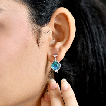 GP Celestial Kollektion- Blaues Muranoglas aus Italien, Zirkon und blaue Saphir Ohrringe