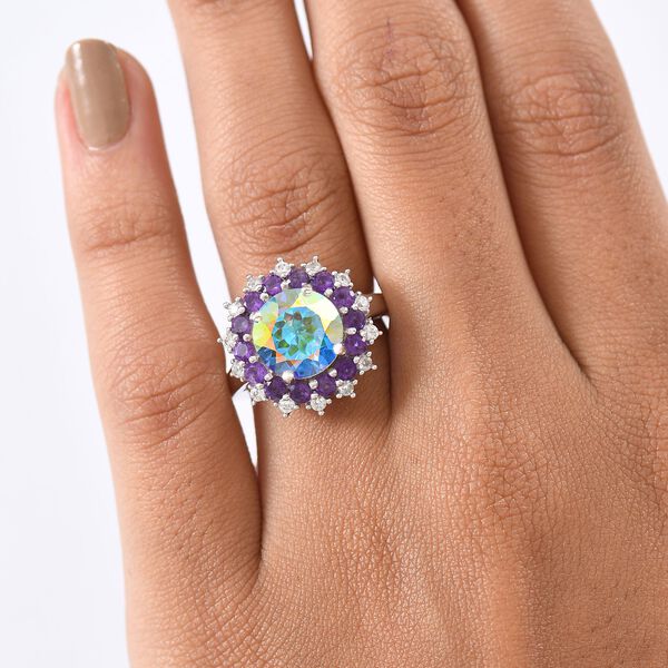 D'Joy Merkur mystischer Topas, Afrikanischer Amethyst Ring 925 Silber rhodiniert (Gr&ouml;&szlig;e 18.00) ca. 5,89 ct image number 2