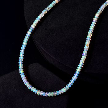 LUXORO zertifiziert und gepr&uuml;ft AAAA nat&uuml;rliche, &auml;thiopische Welo Opal Halskette in 585 Gold, 45+5 cm - 40 ct.