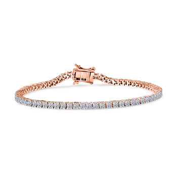 LUXURIANT SGL zertifiziertes VS-EF Labor Diamant 19cm Armband, 925 Silber 750 Ros&eacute;gold Vermeil - 4 ct.