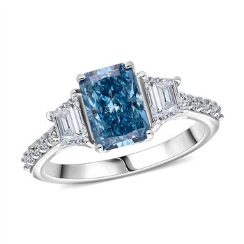 LUXURIANT DIAMOND - Lab Grown Blauer Diamant VS-EF, Lab Grown Diamant VS-EF IGI zertifiziert Ring 950 Platin (Gr&ouml;&szlig;e 19.00) ca. 3.26 ct