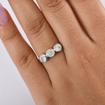 D&rsquo;joy 100 Facetten Moissanit Ring 925 Silber rhodiniert (Gr&ouml;&szlig;e 17.00) ca. 1,37 ct