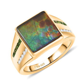 D'Joy Ammolit, Chromdiopsid und Moissanit Ring - 3,42 ct.