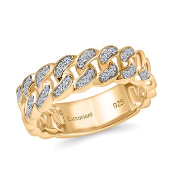 LUXURIANT SI-GH Labor Diamant Ring, 925 Silber 750 Gelbgold Vermeil - 0,25 ct.