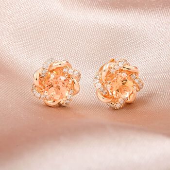 LUXORO zertifiziert und gepr&uuml;ft zertifiziert und gepr&uuml;ft AAA Tsavorite Granat und Diamant Ohrringe in 585 Gold - 1,29 ct.