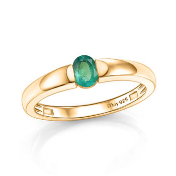 D'Joy AAA Kagem Sambischer Smaragd Ring 925 Silber 750 Vergoldet (Gr&ouml;&szlig;e 18.00) ca. 0.33 ct