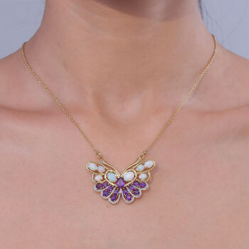 GP Trionfo Kollektion- AA afrikanische Amethyst, &auml;thiopische Welo Opal und blaue Saphir zweifarbige 45cm Halskette - 5,67 ct.