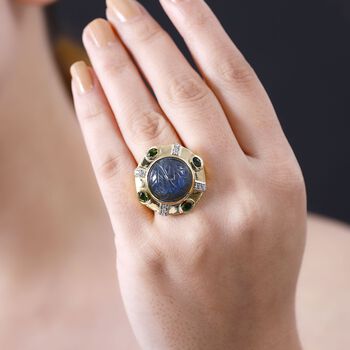 GP Italian Garden Kollektion- Labradorit, Chromdiopsid, Zirkon und blauer Saphir-Ring - 13,06 ct.