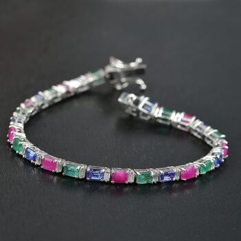 D'Joy AA Tansanit, Kagem sambisches Smaragd, Rubin und Moissanit 16,5cm Armband - 2,92 ct.