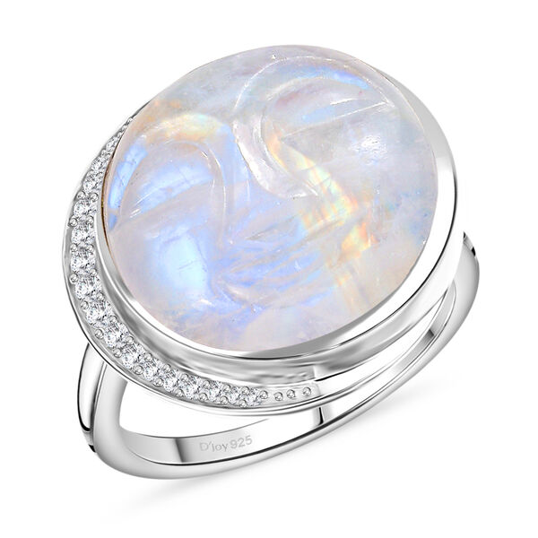 D'Joy AAA Regenbogen Mondstein und Zirkon Ring und Anh&auml;nger mit 50cm Kette image number 10