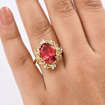 D'Joy Labor Padparadscha Saphir und Zirkon Ring - 8,43 ct.