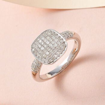 Wei&szlig;er Diamant Ring, 925 Silber platiniert (Gr&ouml;&szlig;e 19.00) ca. 0.50 ct
