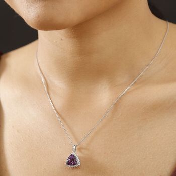 AAA Lab Grown Lila Saphir, Lab Grown Diamant Schmuckset 417 Gold, 417 Gold Wei&szlig;gold Vergoldet ca. 3.87 ct