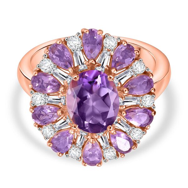 D'Joy AAA Rose De France Amethyst Ring 925 Silber 750 Ros&eacute;gold Vermeil (Gr&ouml;&szlig;e 21.00) ca. 5,55 ct