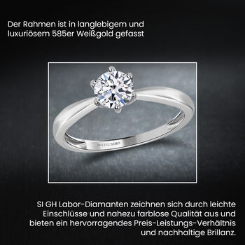 LUXORO SI-GH Labor Diamant Ring in 585 Wei&szlig;gold - 1 ct.