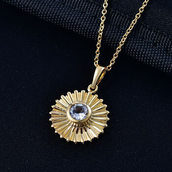 EverTrue wei&szlig;er Topas Anh&auml;nger mit 50cm Kette - 1,10 ct.