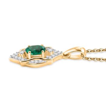 D'Joy AAA Kagem sambischer Smaragd und Zirkon Anh&auml;nger mit 50cm Kette - 0,63 ct.