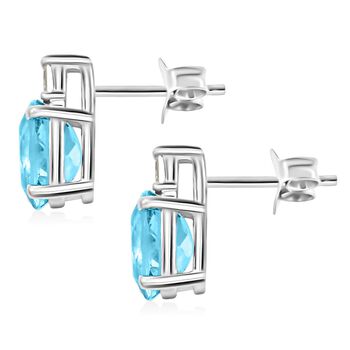 LUXORO zertifiziert und gepr&uuml;ft AAA Santamaria Aquamarin und Diamant Ohrringe in 585 Wei&szlig;gold - 1 ct.