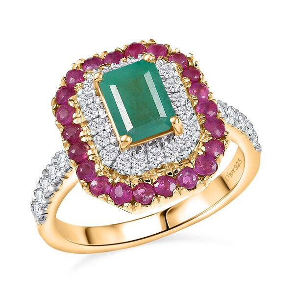 D&rsquo;Joy AAA Kagem sambischer Smaragd, Mosambik Rubin und Moissanit Ring - 2.19 ct. image number 4