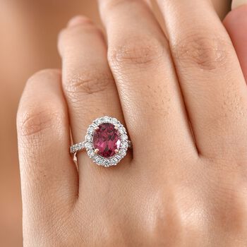 LUXURIANT AAA Rosa Granat und Labor Diamant Ring in 417 Ros&eacute;gold - 3,67 ct.