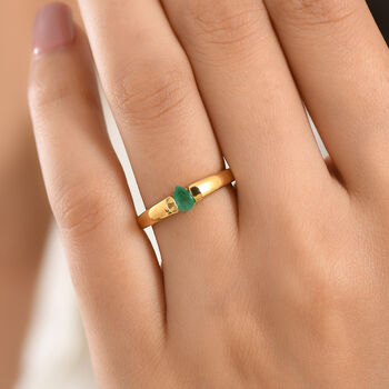 D'Joy AAA Kagem Sambischer Smaragd Ring 925 Silber 750 Vergoldet (Gr&ouml;&szlig;e 17.00) ca. 0.28 ct