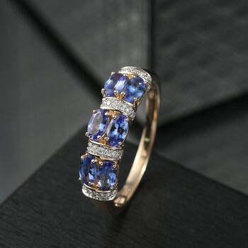 LUXURIANT AAA Tansanit und Labor Diamant Ring in 375 Gold - 1,67 ct.