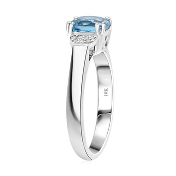 Zertifiziert und gepr&uuml;ft AAA Santamaria Aquamarin und Diamant Ring in 417 Wei&szlig;gold - 1,55 ct.