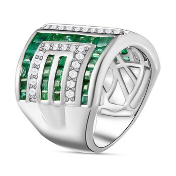 AAA Kagem sambischer Smaragd und Zirkon-Ring - 3,93 ct.