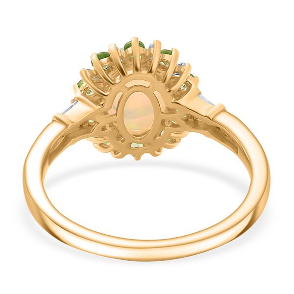 AA &auml;thiopischer Welo Opal Tsavorit Granat und Moissanit Ring und Anh&auml;nger mit 50cm Kette image number 6