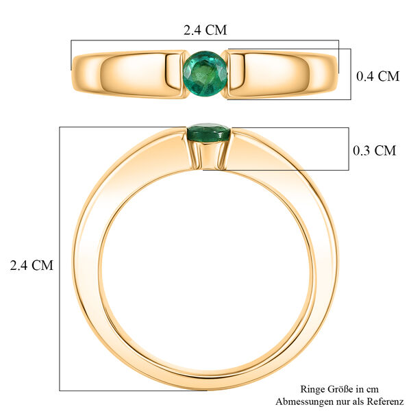 D'Joy AAA Kagem Sambischer Smaragd Ring 925 Silber 750 Vergoldet (Gr&ouml;&szlig;e 17.00) ca. 0.25 ct image number 7