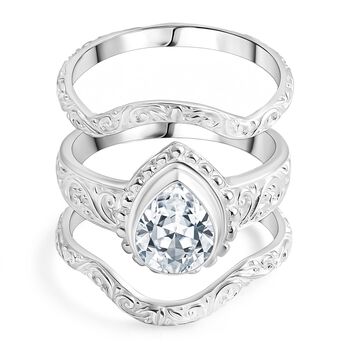 D'Joy Royal Bali Tropfenschliff Moissanit Ringe und Anh&auml;nger in 925 Silber