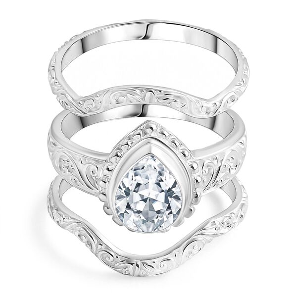D'Joy Royal Bali Tropfenschliff Moissanit Ringe und Anh&auml;nger in 925 Silber