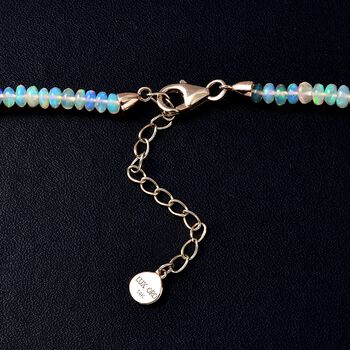 LUXORO zertifiziert und gepr&uuml;ft AAAA nat&uuml;rliche, &auml;thiopische Welo Opal Halskette in 585 Gold, 45+5 cm - 40 ct.