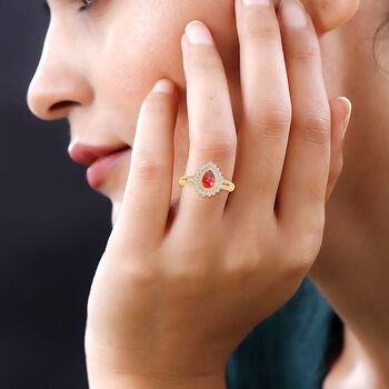 LUXORO AGI zertifiziert und gepr&uuml;ft AAA roter Saphir und Diamant Ring in 585 Gelbgold - 1,35 ct.