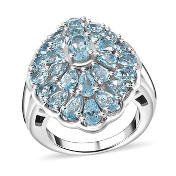 Himmelblauer Topas Ring, 925 Silber rhodiniert (Gr&ouml;&szlig;e 19.00) ca. 5.47 ct