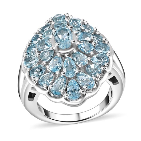 Himmelblauer Topas Ring, 925 Silber rhodiniert (Gr&ouml;&szlig;e 19.00) ca. 5.47 ct image number 4