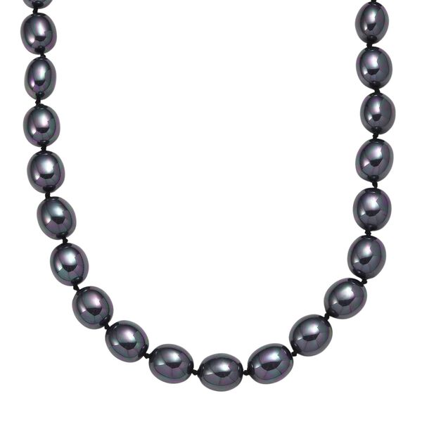 Pfaufarbene Oval Muschelkernperle 50cm Halskette und flexibles Armband image number 2