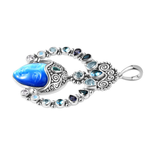 Sajen Silber - G&ouml;ttin Aquamarin, Amethyst, Schweizer Blautopas, London Blautopas Anh&auml;nger 925 Silber rhodiniert ca. 28.68 ct image number 4