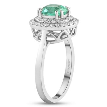 Rhapsody AAAA Kolumbianischer Smaragd, Wei&szlig;er Diamant Ring 950 Platin (Gr&ouml;&szlig;e 18.00) ca. 1.40 ct